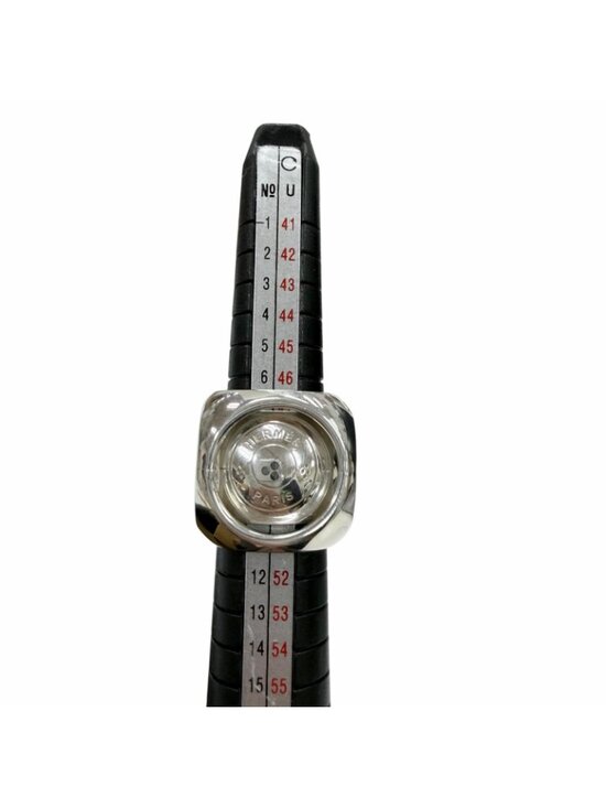 Hermes Sterling Silver GM Chaine d Hermes Vintage Extra Wide Series Ring Silver 49.50.51